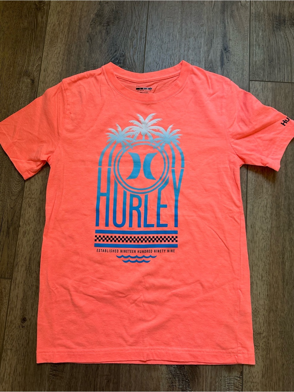 Hurley Boy's T-Shirt Tee Shirt Casual, Tropical Vacation Beach Coastal, L 12/13